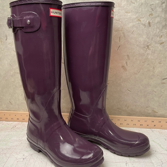 Hunter Shoes - Hunter Rain Boots Tall Gloss Eggplant Color
